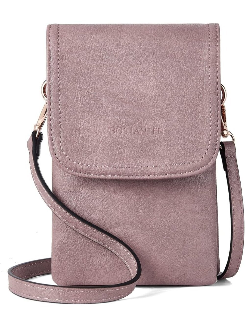 BOSTANTEN Women's Bag Purple Vegan Leather Crossbody Cell Phone Bag Wallet Purse